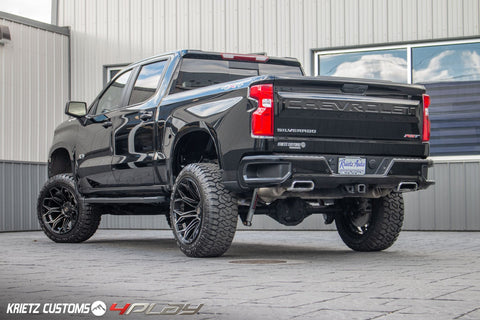 CHEVROLET SILVERADO 4PLAY WHEELS RIMS 4P83 22X12 35X12.5X22 FURY TIRES 6 INCH ROUGH COUNTRY LIFT BY KRIETZ CUSTOMS