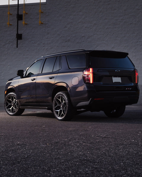 CHEVROLET TAHOE RIMS 4PLAY WHEELS 4P06 22X9 285X45X22 NITTO TIRES STOCK SUSPENSION