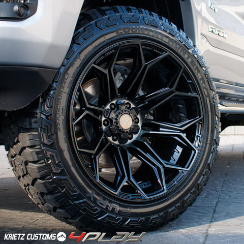 RAM 1500 4PLAY WHEELS RIMS 4P83 22X12 35X12.5X22 FURY TIRES 6 INCH ROUGH COUNTRY LIFT BY KRIETZ CUSTOMS