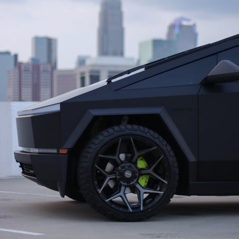 ’24 Tesla Cybertruck on 4PLAY Wheels 4P06 24x12 Wrapped in 33x12.5x24 Tires by Wheel and Tire Exchange