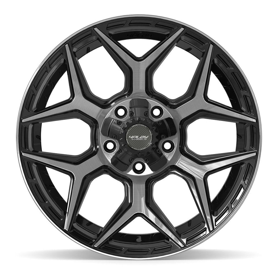 20x9 4P06 Gloss Black Brushed with Tinted Clear - 5x127 + 5x139.7 +0ET