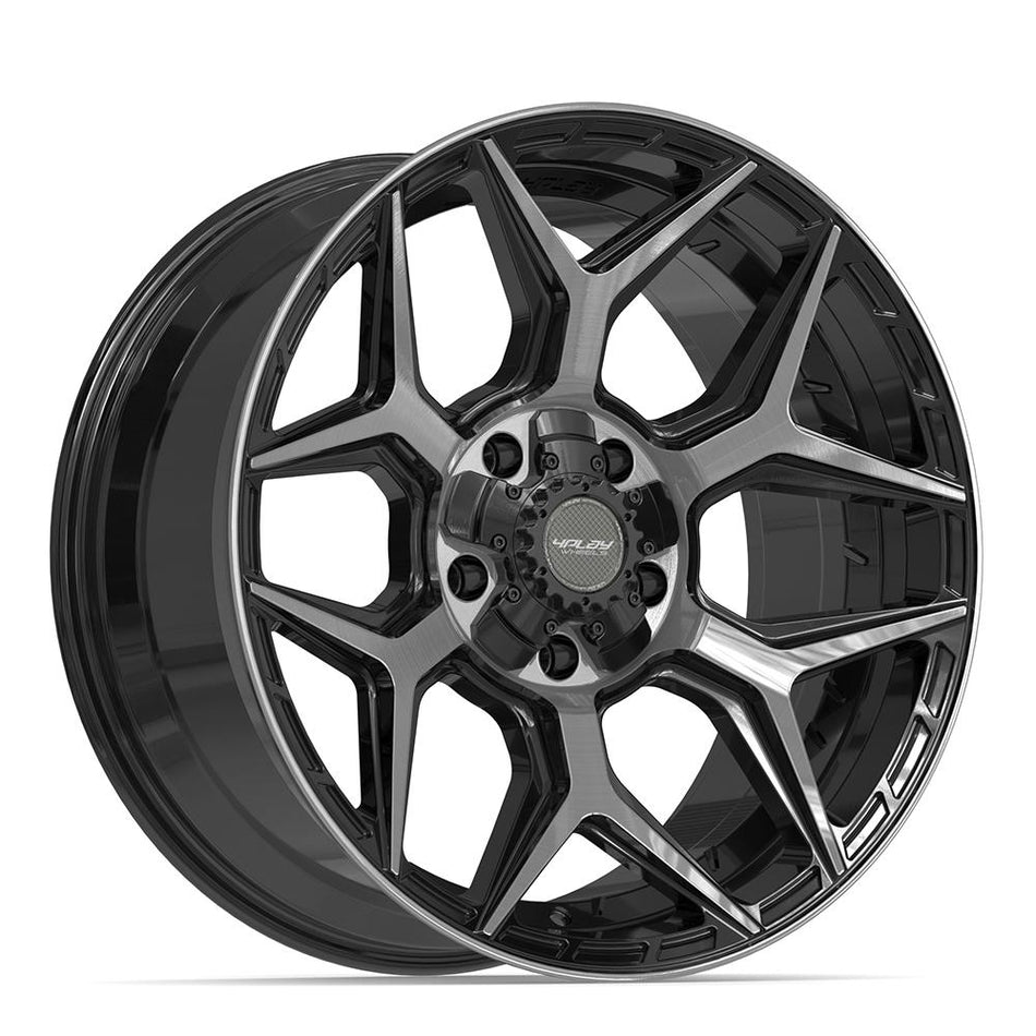 20x9 4P06 Gloss Black Brushed with Tinted Clear - 5x127 + 5x139.7 +0ET