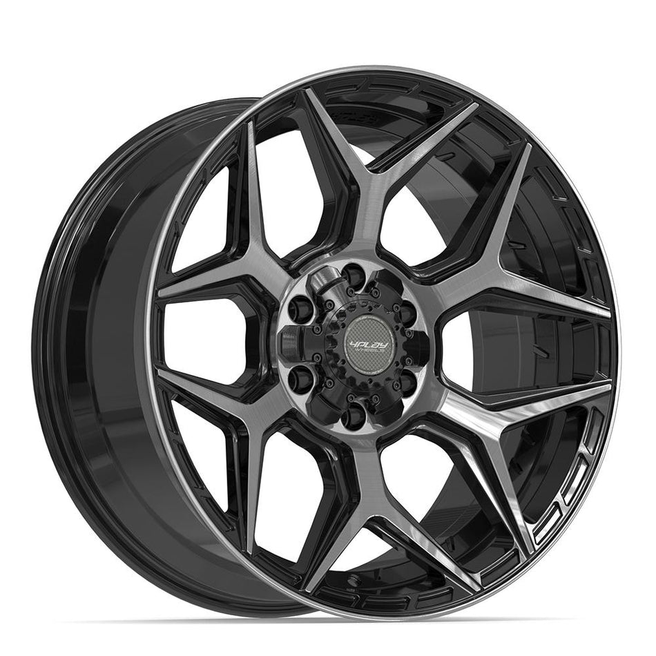 20x9 4P06 Gloss Black Brushed with Tinted Clear - 6x135 + 6x139.7 +0ET