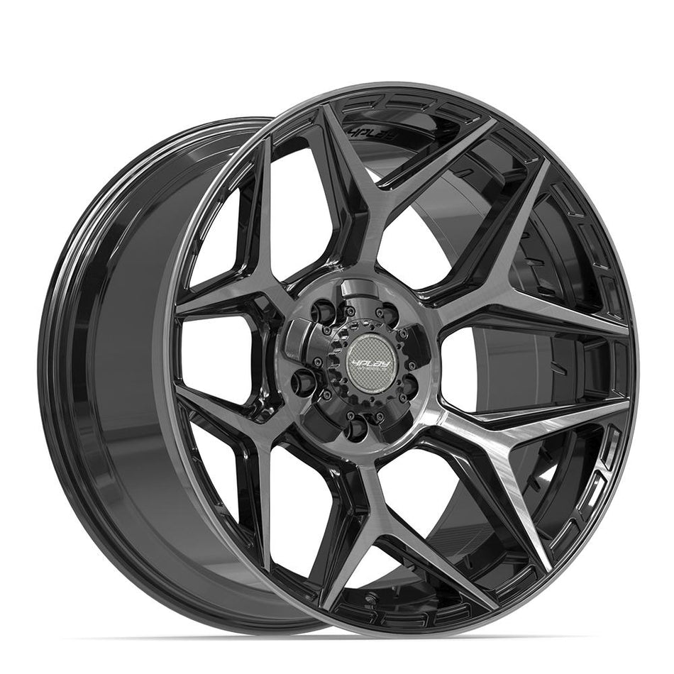 20x10 4P06 Gloss Black Brushed with Tinted Clear - 5x127 + 5x139.7 -18ET