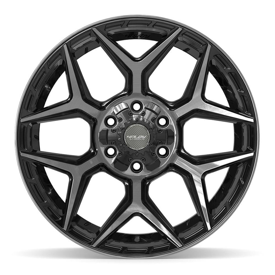 20x10 4P06 Gloss Black Brushed with Tinted Clear - 6x135 + 6x139.7 -18ET