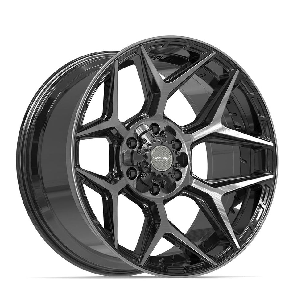 20x10 4P06 Gloss Black Brushed with Tinted Clear - 6x135 + 6x139.7 -18ET