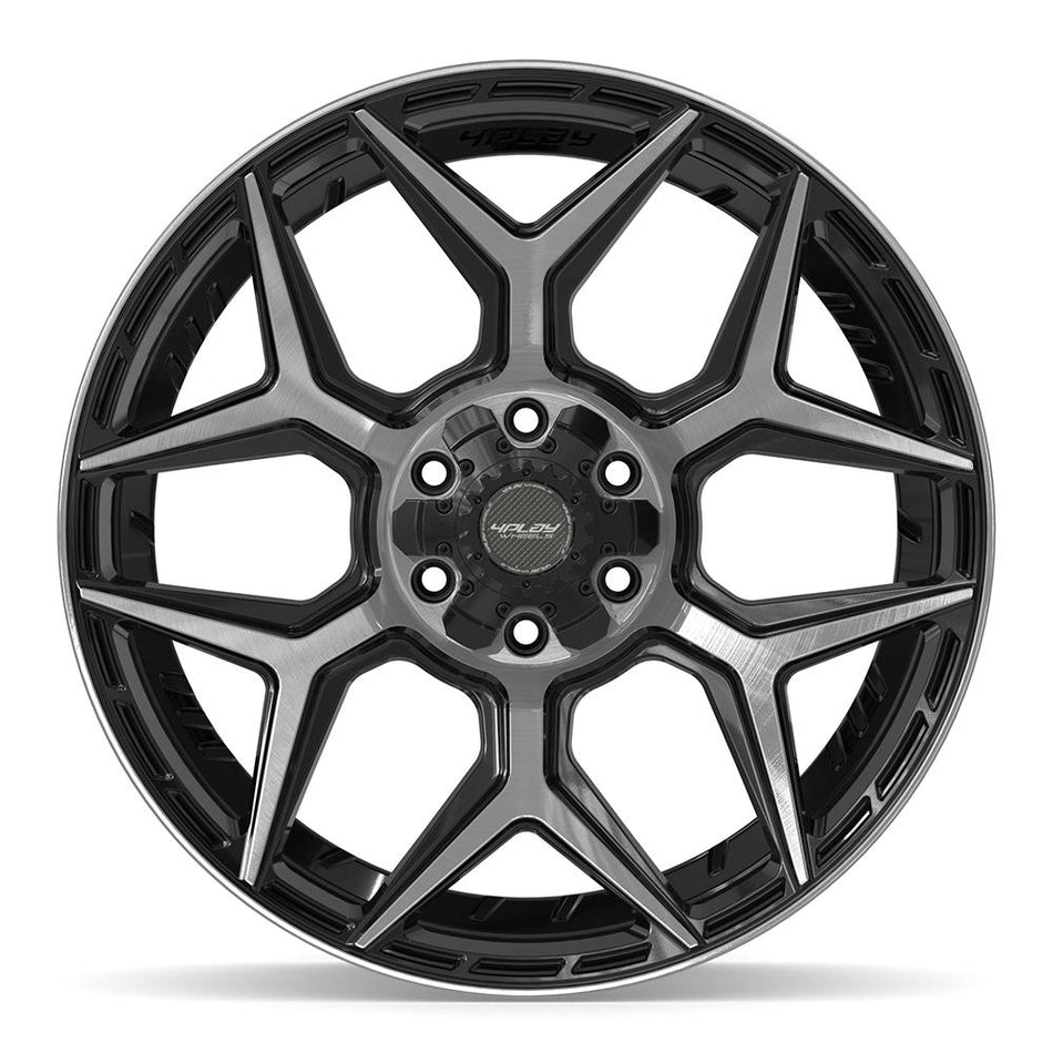 22x9 4P06 Gloss Black Brushed with Tinted Clear - 6x135 + 6x139.7 +12ET
