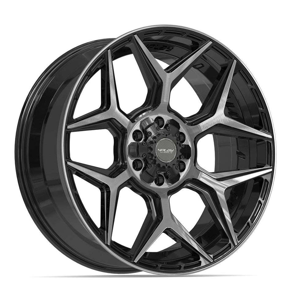 22x9 4P06 Gloss Black Brushed with Tinted Clear - 6x135 + 6x139.7 +12ET