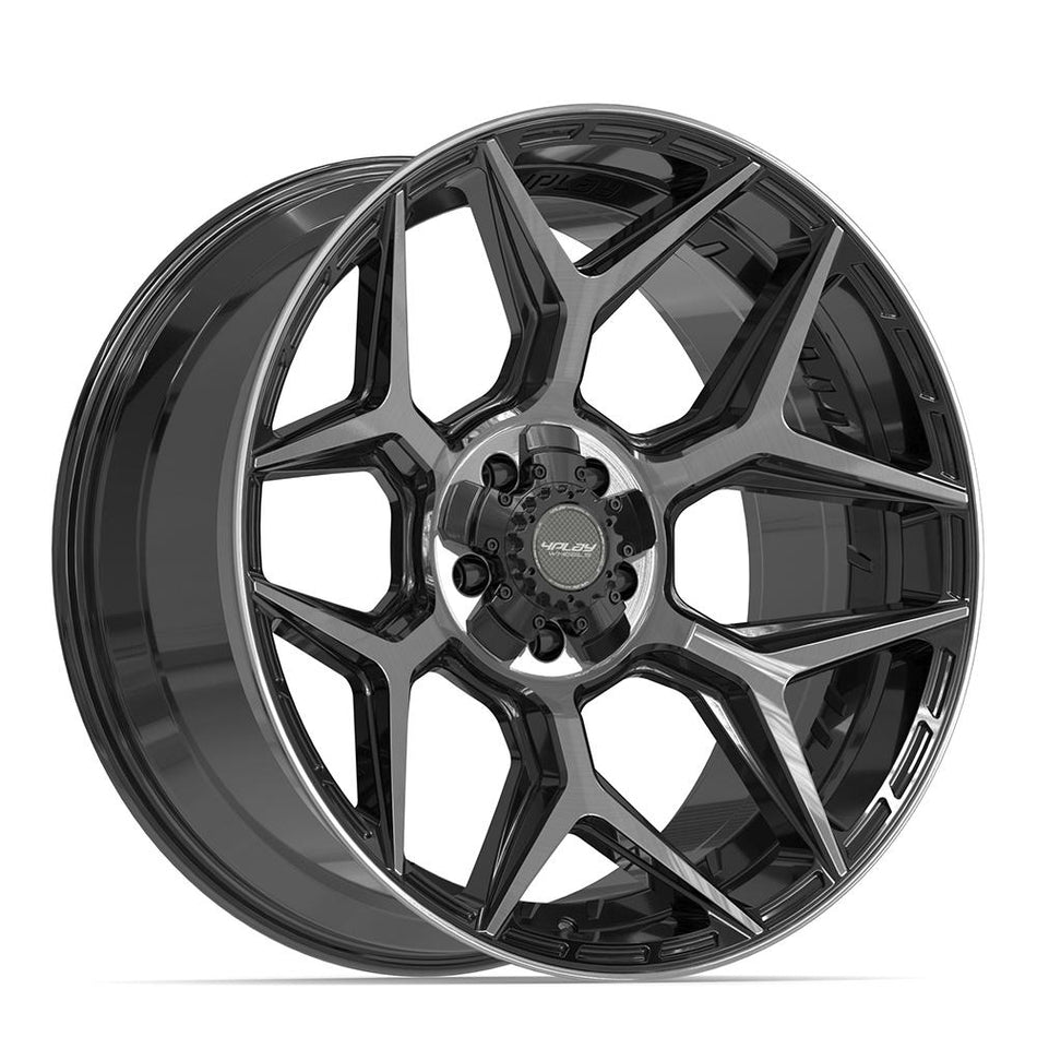 22x10 4P06 Gloss Black Brushed with Tinted Clear - 5x127 + 5x139.7 -18ET