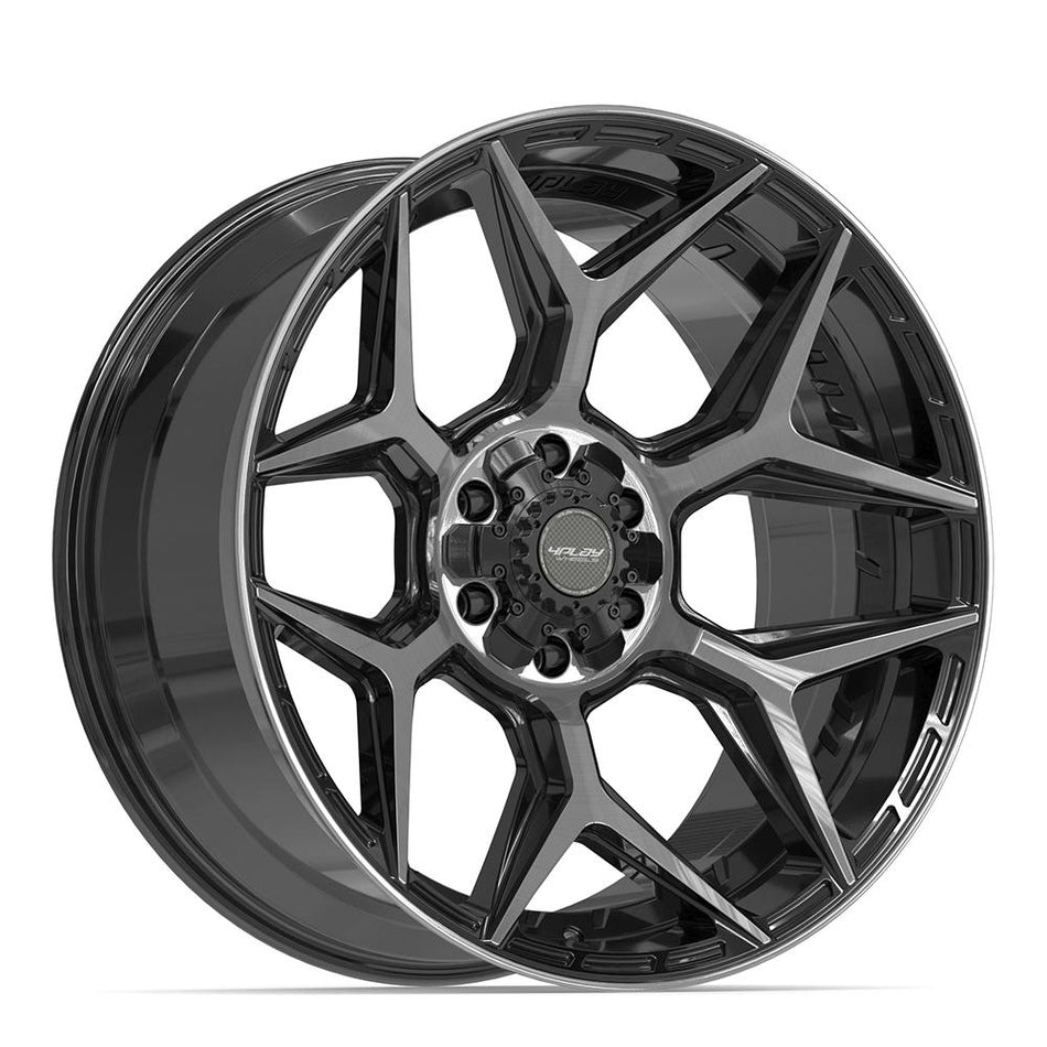 22x10 4P06 Gloss Black Brushed with Tinted Clear - 6x135 + 6x139.7 -18ET