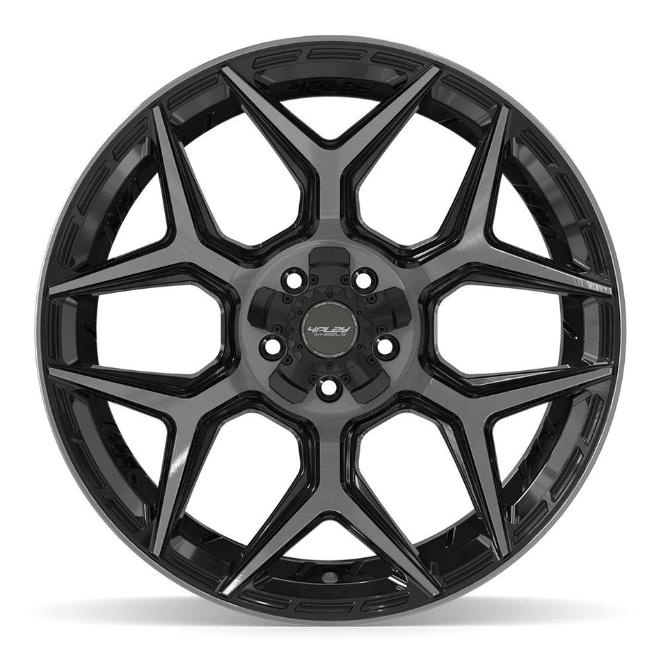 22x12 4P06 Gloss Black Brushed with Tinted Clear - 5x127 + 5x139.7 -44ET