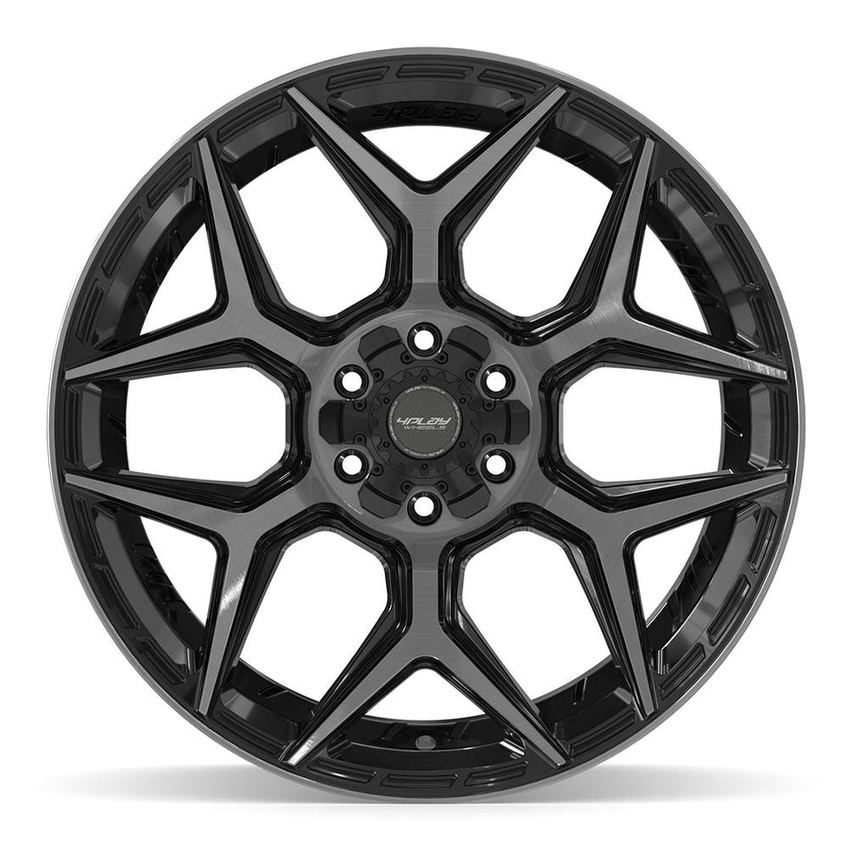 22x12 4P06 Gloss Black Brushed with Tinted Clear - 6x135 + 6x139.7 -44ET