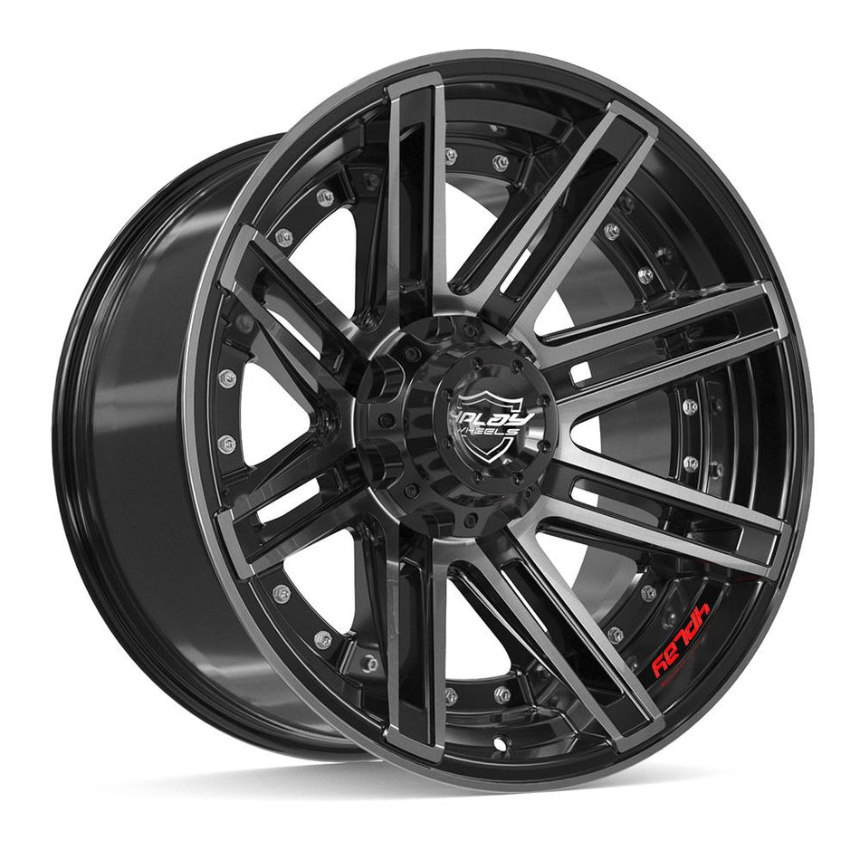 20x10 4P08 Gloss Black Brushed with Tinted Clear - 6x135 + 6x139.7 -18ET