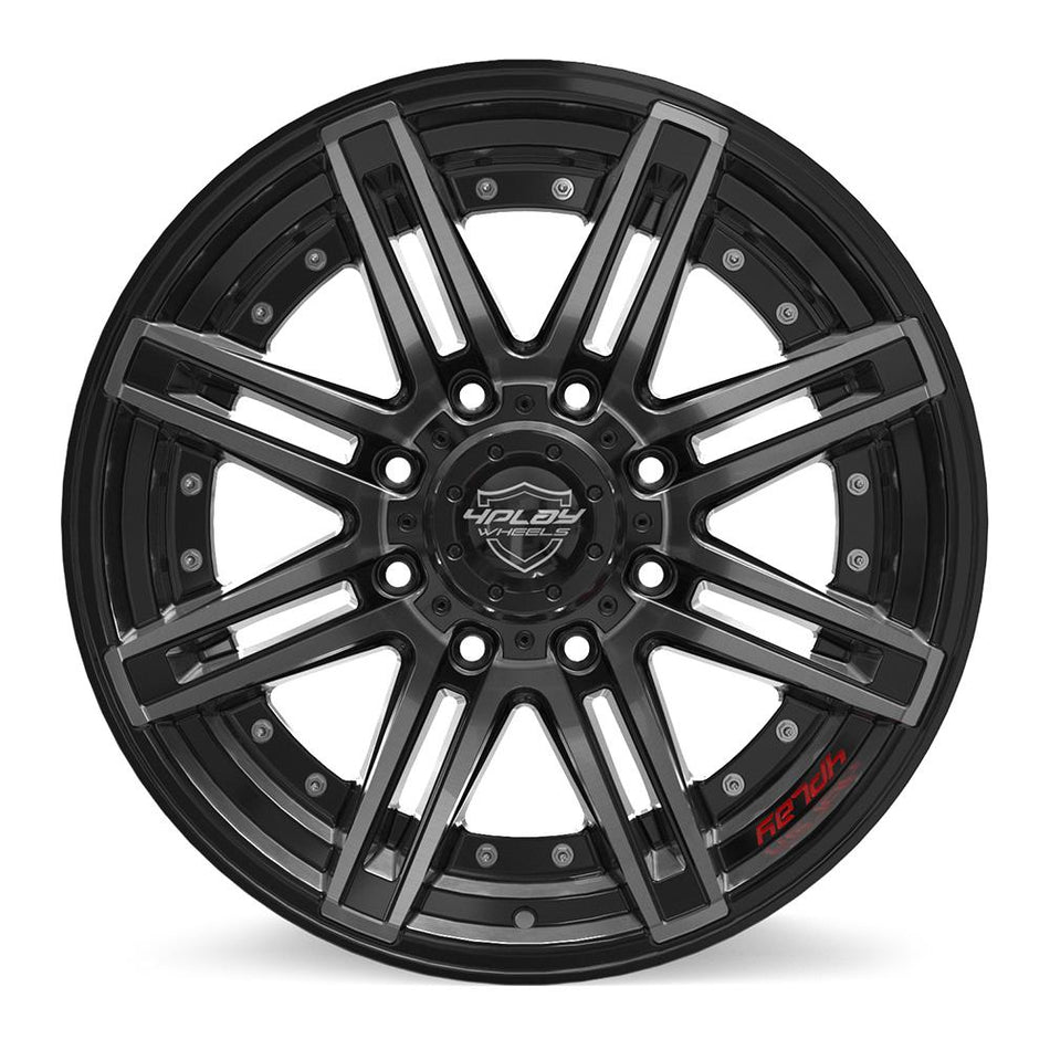 20x10 4P08 Gloss Black Brushed with Tinted Clear - 8x180 -24ET