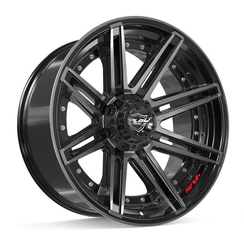 22x10 4P08 Gloss Black Brushed with Tinted Clear - 6x135 + 6x139.7 -18ET
