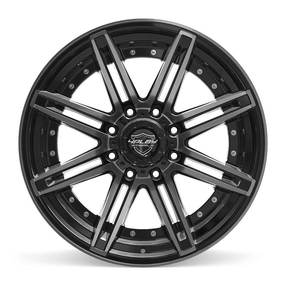22x10 4P08 Gloss Black Brushed with Tinted Clear - 8x180 -24ET