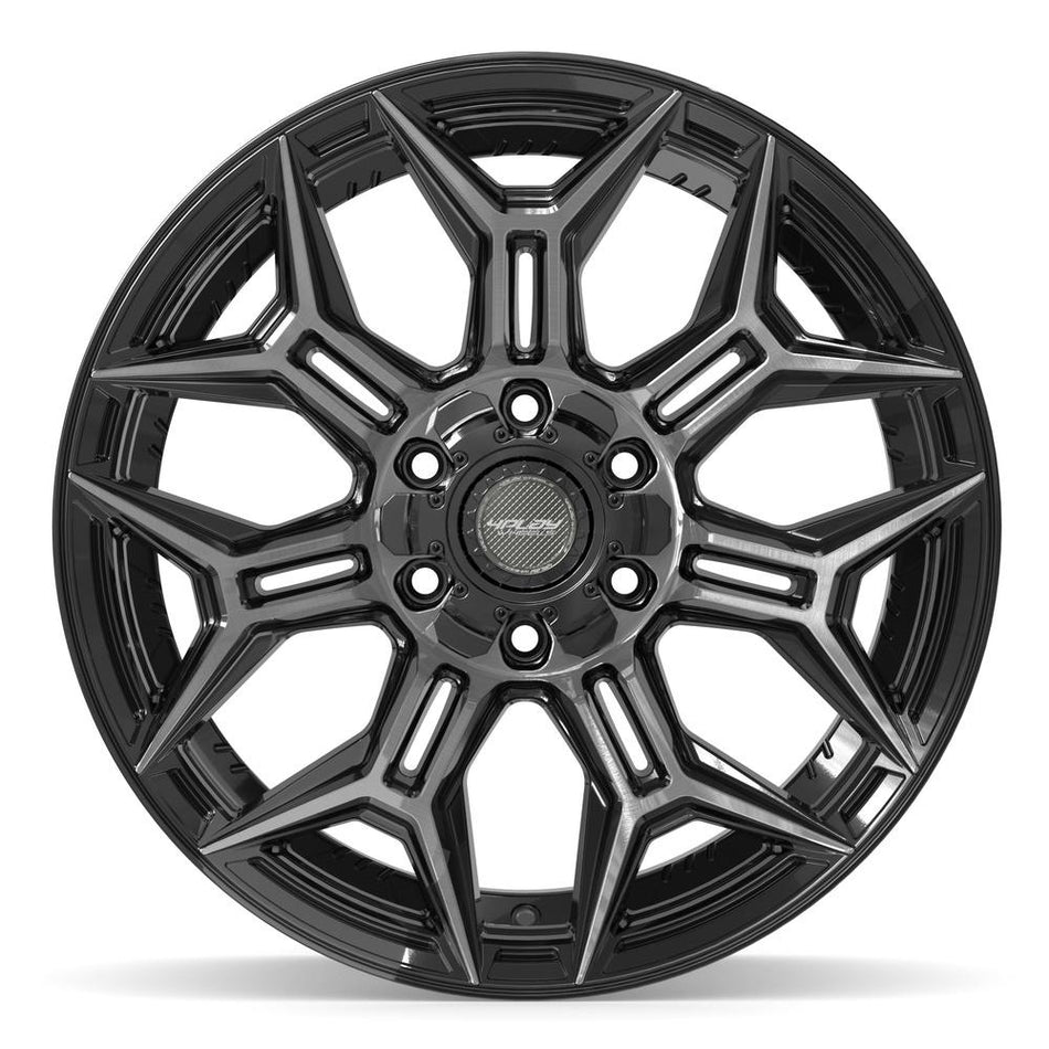 20x10 4P44 Gloss Black Brushed with Tinted Clear - 6x135 + 6x139.7 -18ET