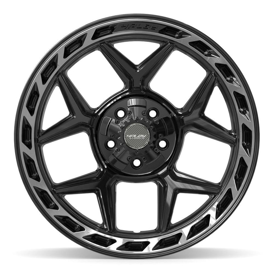 20x10 4P55 Gloss Black Brushed with Tinted Clear - 5x127 + 5x139.7 -18ET