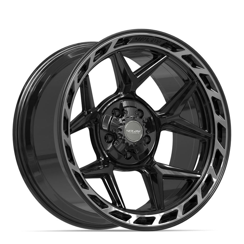20x10 4P55 Gloss Black Brushed with Tinted Clear - 5x127 + 5x139.7 -18ET