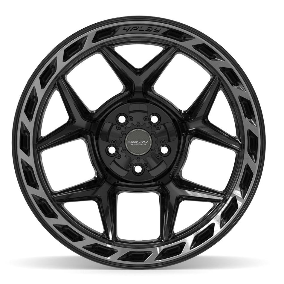 20x12 4P55 Gloss Black Brushed with Tinted Clear - 5x127 + 5x139.7 -44ET