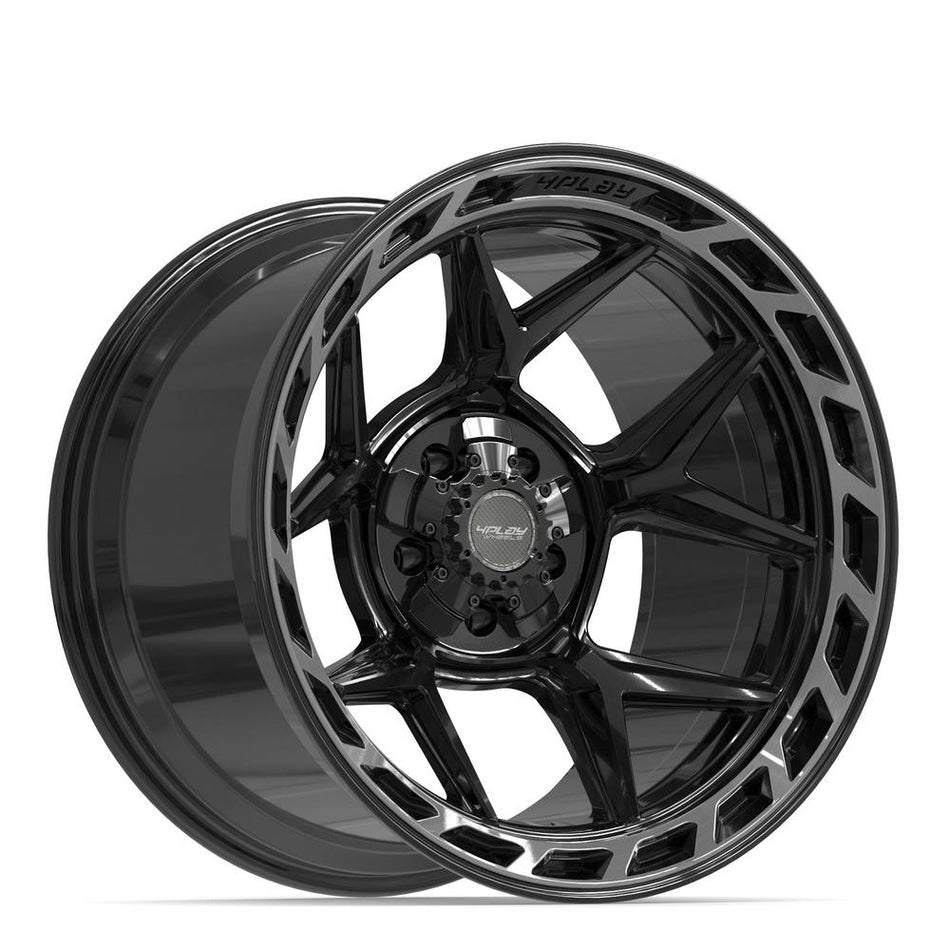 20x12 4P55 Gloss Black Brushed with Tinted Clear - 5x127 + 5x139.7 -44ET