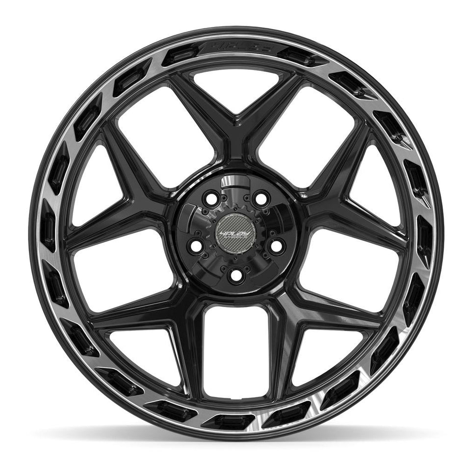 22x10 4P55 Gloss Black Brushed with Tinted Clear - 5x127 + 5x139.7 -18ET