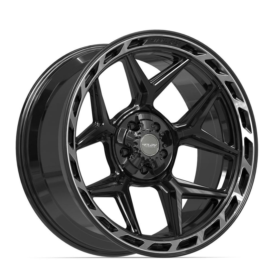 22x10 4P55 Gloss Black Brushed with Tinted Clear - 5x127 + 5x139.7 -18ET