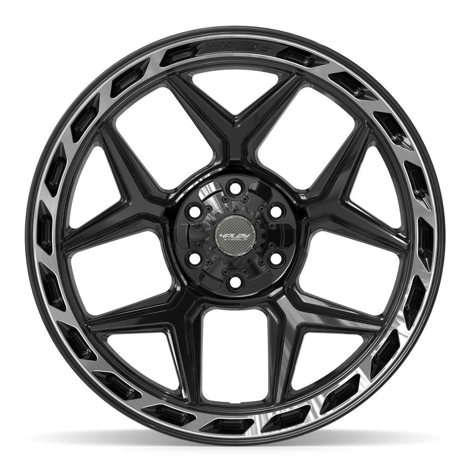 22x10 4P55 Gloss Black Brushed with Tinted Clear - 6x135 + 6x139.7 -18ET