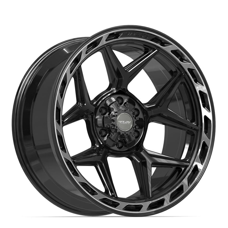 22x10 4P55 Gloss Black Brushed with Tinted Clear - 6x135 + 6x139.7 -18ET