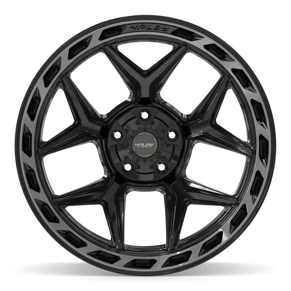 22x12 4P55 Gloss Black Brushed with Tinted Clear - 5x127 + 5x139.7 -44ET