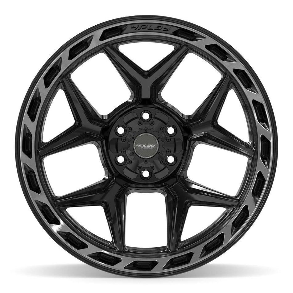 22x12 4P55 Gloss Black Brushed with Tinted Clear - 6x135 + 6x139.7 -44ET