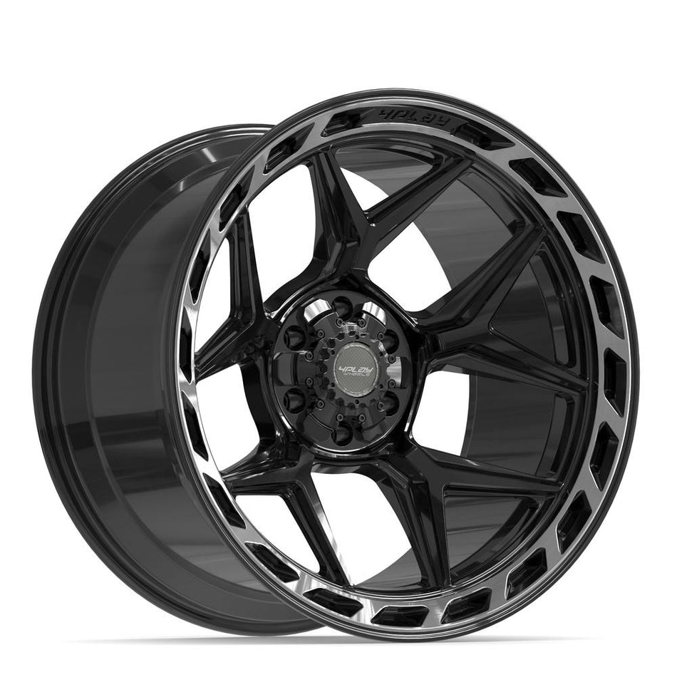 22x12 4P55 Gloss Black Brushed with Tinted Clear - 6x135 + 6x139.7 -44ET