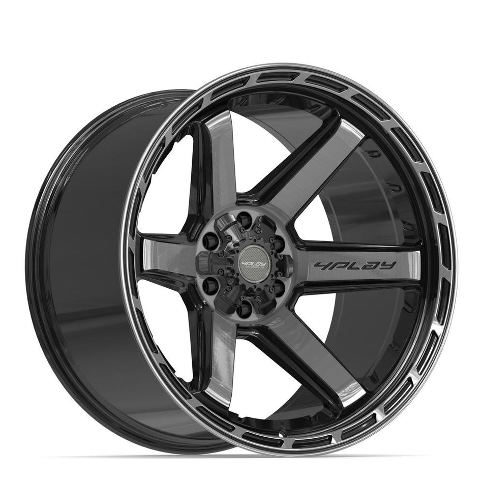 22x12 4P63 Gloss Black Brushed with Tinted Clear - 6x135 + 6x139.7 -44ET