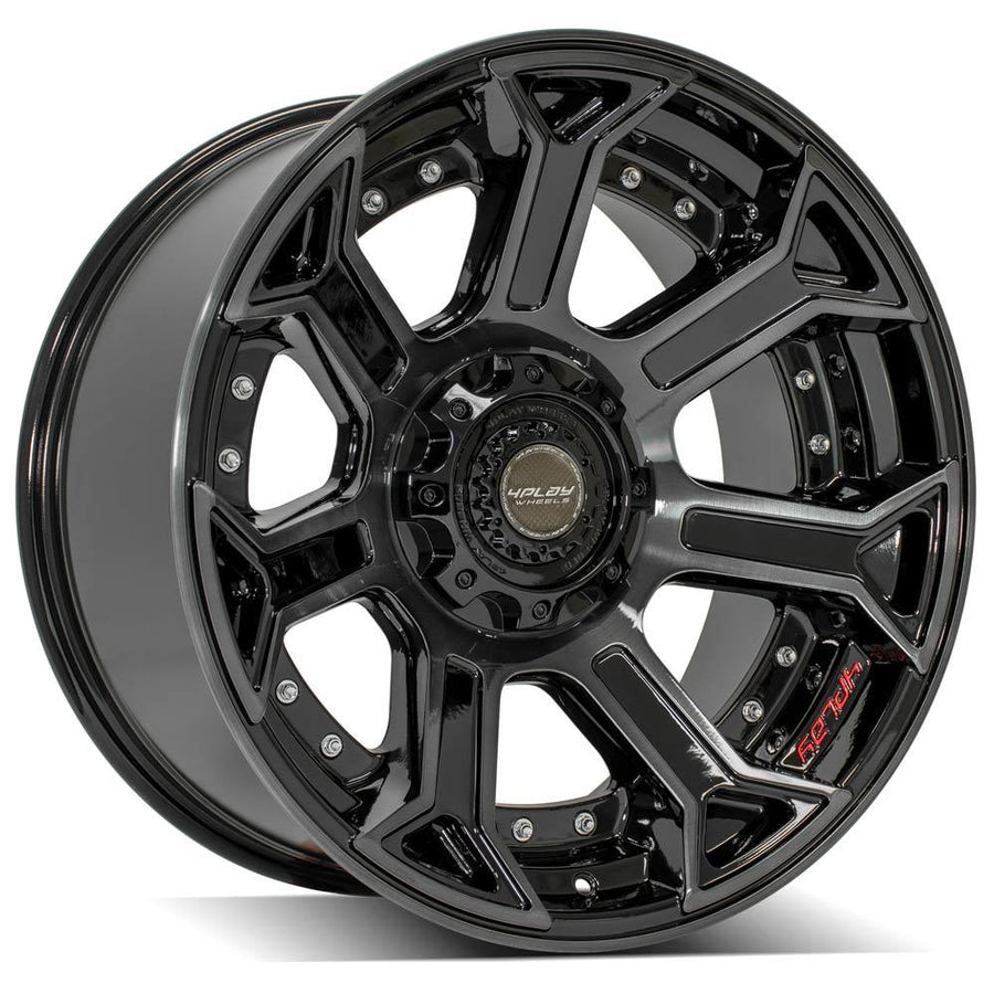 22x10 4P70 Gloss Black Brushed with Tinted Clear - 5x127 + 5x139.7 -24ET