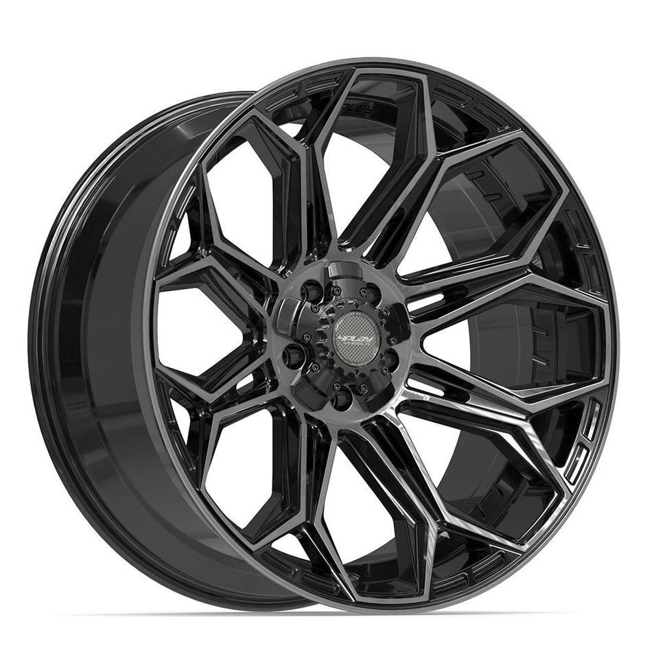 22x10 4P83 Gloss Black Brushed with Tinted Clear - 5x127 + 5x139.7 -18ET