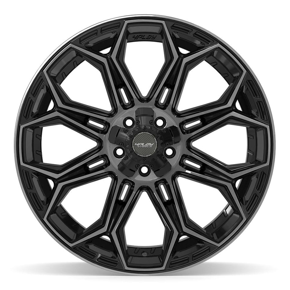 22x12 4P83 Gloss Black Brushed with Tinted Clear - 5x127 + 5x139.7 -44ET
