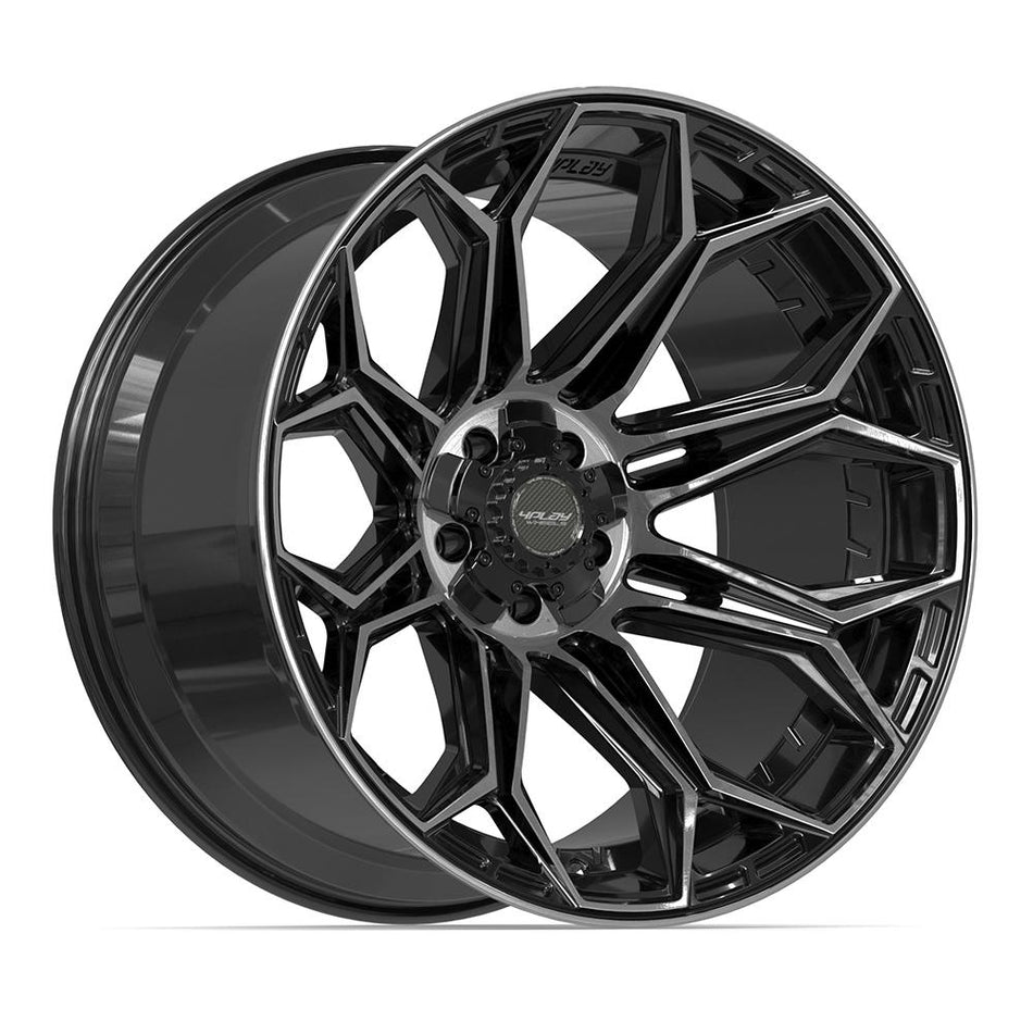 22x12 4P83 Gloss Black Brushed with Tinted Clear - 5x127 + 5x139.7 -44ET