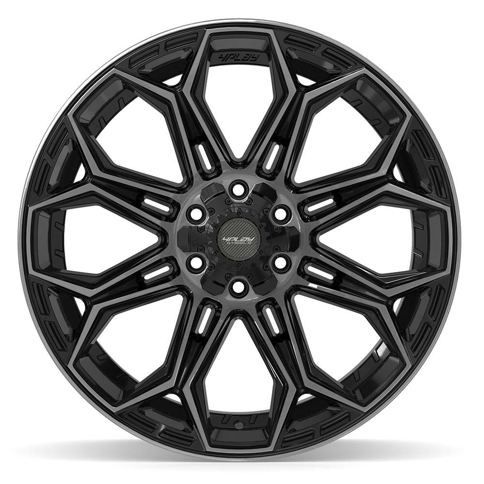 22x12 4P83 Gloss Black Brushed with Tinted Clear - 6x135 + 6x139.7 -44ET