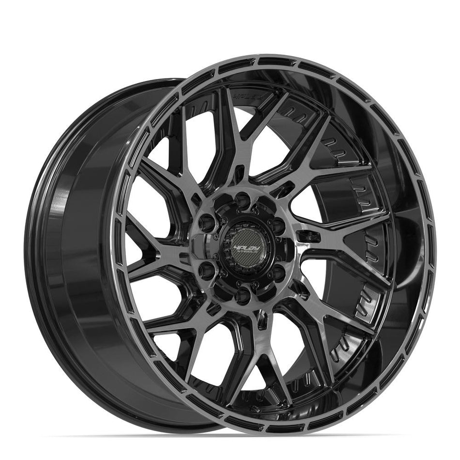 20x10 4PL28 Gloss Black Brushed with Tinted Clear - 6x135 + 6x139.7 -18ET