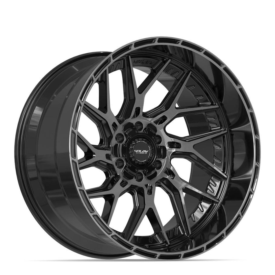 22x12 4PL28 Gloss Black Brushed with Tinted Clear - 6x135 + 6x139.7 -44ET