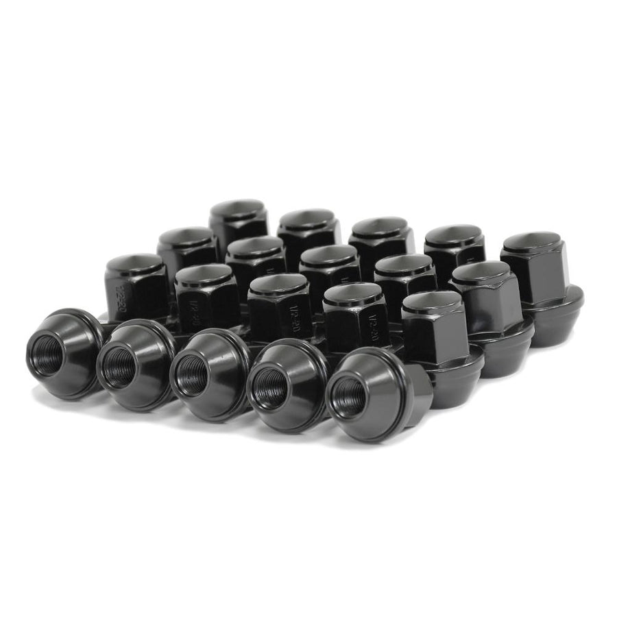20 Black 1/2"x20 Factory Style Lugs for 1979 to 2014 Ford Mustang 13/16" Hex KIT