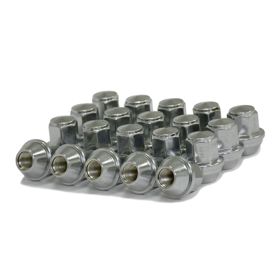 20 Chrome 1/2"x20 Factory Style Lugs for 1979 to 2014 Ford Mustang 13/16" Hex KIT
