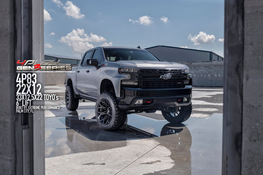 CHEVROLET SILVERADO 1500 4PLAY WHEELS G3 4P83 22X12 35X12.5X22 TOYO TIRES