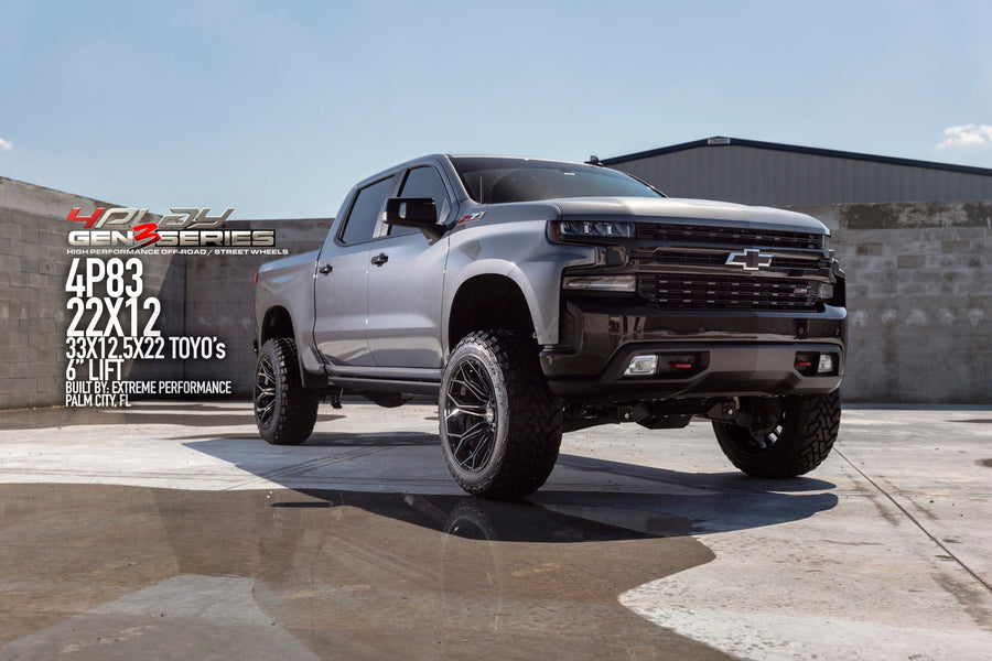CHEVROLET SILVERADO 1500 4PLAY WHEELS G3 4P83 22X12 35X12.5X22 TOYO TIRES