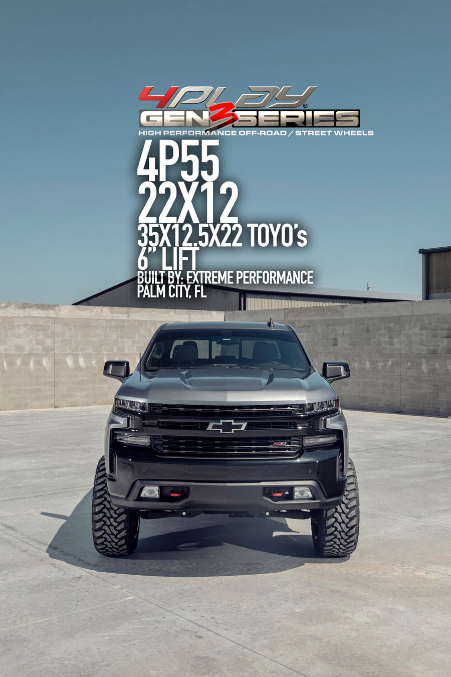CHEVROLET SILVERADO 4PLAY WHEELS 4P55 G3 22X12 35X12.5X22 TOYO TIRES