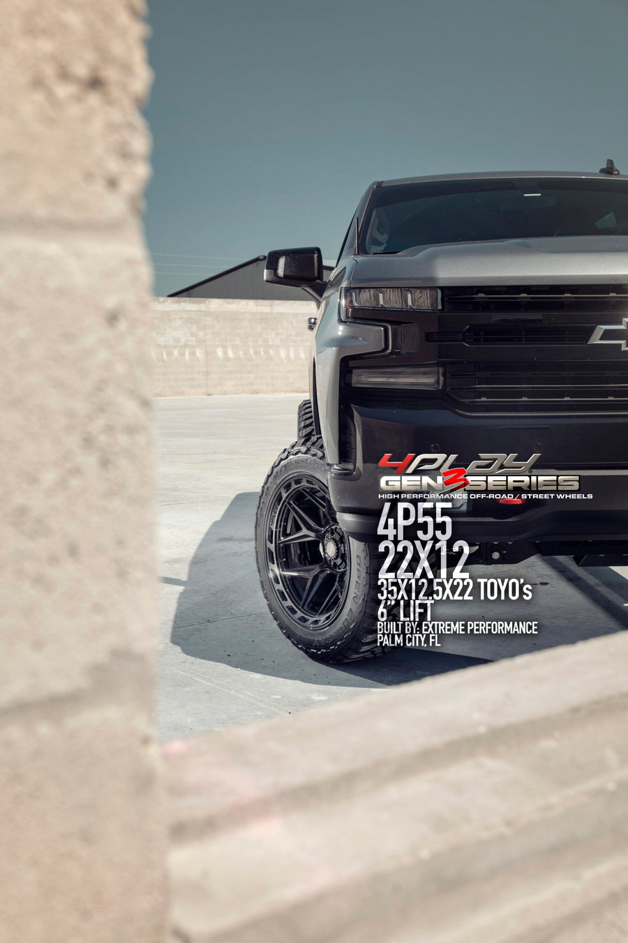 CHEVROLET SILVERADO 4PLAY WHEELS 4P55 G3 22X12 35X12.5X22 TOYO TIRES