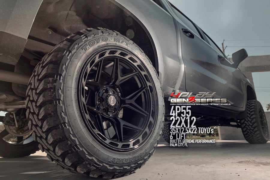 CHEVROLET SILVERADO 4PLAY WHEELS 4P55 G3 22X12 35X12.5X22 TOYO TIRES