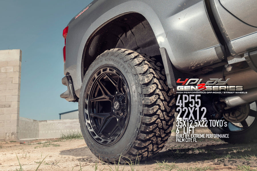 CHEVROLET SILVERADO 4PLAY WHEELS 4P55 G3 22X12 35X12.5X22 TOYO TIRES