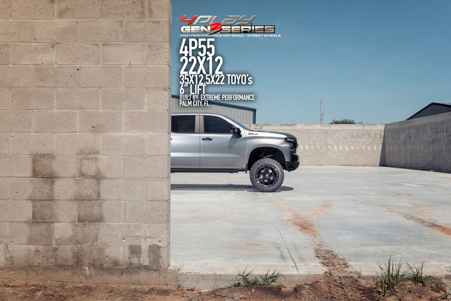 CHEVROLET SILVERADO 4PLAY WHEELS 4P55 G3 22X12 35X12.5X22 TOYO TIRES