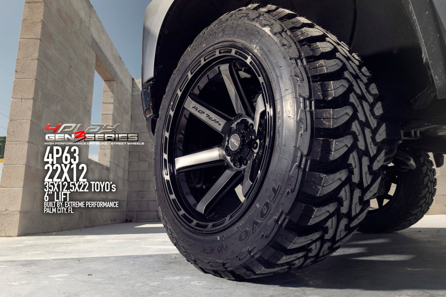 CHEVROLET SILVERADO 4PLAY WHEELS 4P63 G3 22X12 35X12.5X22 TOYO TIRES